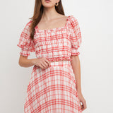 Gingham Pleated Midi Skirt