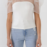 Knit with Organza Mixed Media Top
