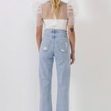 Knit with Organza Mixed Media Top