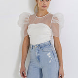 Knit with Organza Mixed Media Top