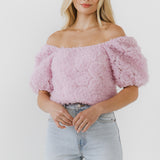 Mesh Fabric Floral Shape Top