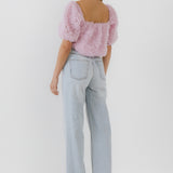 Mesh Fabric Floral Shape Top