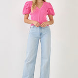 ENDLESS ROSE-Floral Puff Short Sleeve Cardigan-SWEATERS & KNITS available at Objectrare