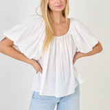 Pleated Puff Sleeve Top