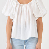 Pleated Puff Sleeve Top