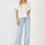 Pleated Puff Sleeve Top