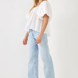 Pleated Puff Sleeve Top