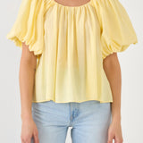 Pleated Puff Sleeve Top