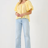 Pleated Puff Sleeve Top