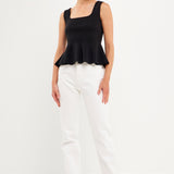 Flare Detail Knit Tank Top