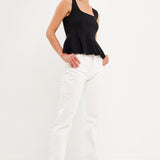 Flare Detail Knit Tank Top