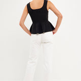 Flare Detail Knit Tank Top