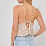Cowl Neck Sequin Top