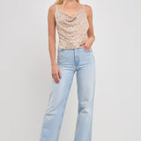 Cowl Neck Sequin Top