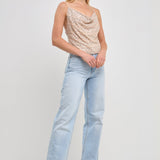 Cowl Neck Sequin Top