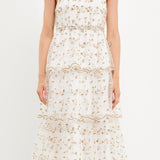 Floral Embroidery Scalloped Hem Tiered Dress