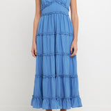Ruffle Detail Tiered Long Dress