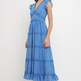 Ruffle Detail Tiered Long Dress