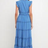Ruffle Detail Tiered Long Dress