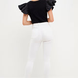 Mixed Media Square Neckline Knit Top