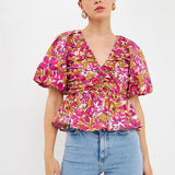 Floral Pleated Top