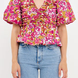 Floral Pleated Top