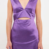 Satin Cut-Out Mini Dress