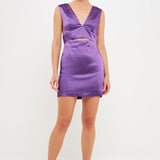 Satin Cut-Out Mini Dress