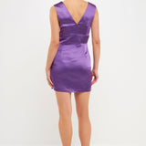 Satin Cut-Out Mini Dress