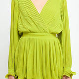 Pleated Long-Sleeve Romper