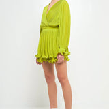 Pleated Long-Sleeve Romper