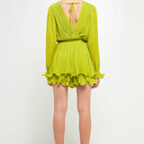 Pleated Long-Sleeve Romper