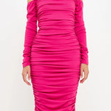 Off-The-Shoulder Ruched Midi Dress