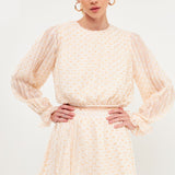 Dot Pleated Blouson Crop Top