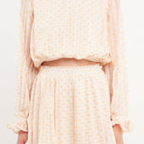 Dot Pleated Blouson Crop Top