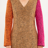ENDLESS ROSE - Tweed Colorblock Mini Dress - DRESSES available at Objectrare