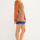 ENDLESS ROSE - Tweed Colorblock Mini Dress - DRESSES available at Objectrare