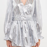 Faux Snakeskin Shorts Romper