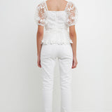 Floral Embroidered Lace Peplum Top