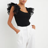 Organza Ruffle with Knit Top