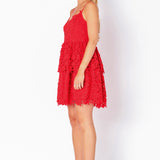 Layered Skirt Crochet Mini Dress