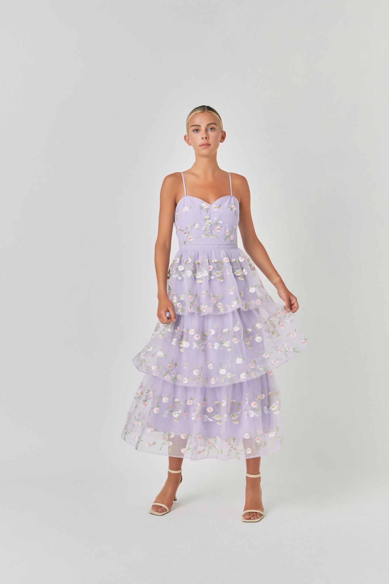 ENDLESS ROSE-Floral Layered Midi Dress-DRESSES available at Objectrare