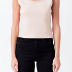 ENDLESS ROSE-Pearl Trim Knit Tank Top-TOPS available at Objectrare
