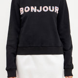 Bonjour Lettering Beads Sweatshirt