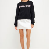 Bonjour Lettering Beads Sweatshirt