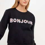 Bonjour Lettering Beads Sweatshirt