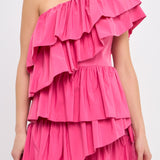 One-Shoulder Ruffled Mini Dress