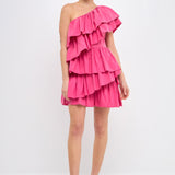 One-Shoulder Ruffled Mini Dress