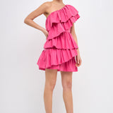 One-Shoulder Ruffled Mini Dress