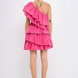 One-Shoulder Ruffled Mini Dress